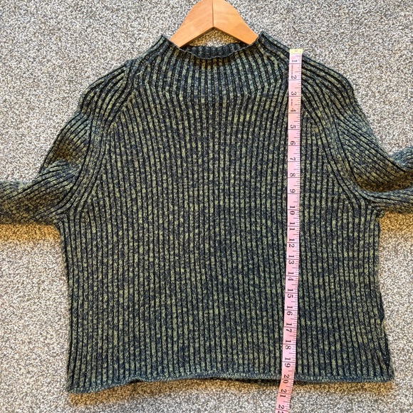 Lululemon Cotton-Cashmere Blend Mock Neck Sweater in Green Blue Black size 8 - Picture 8 of 10